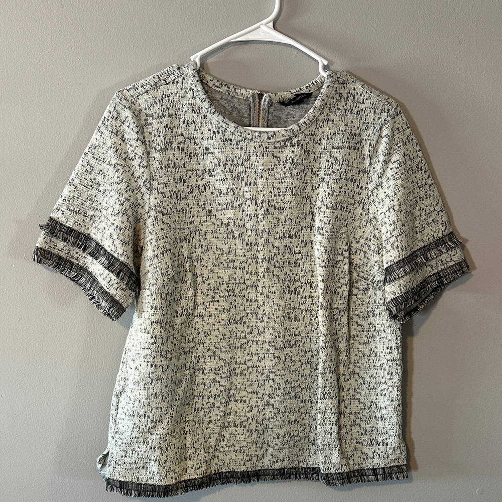 Banana Republic Cream and Black Textured Blouse